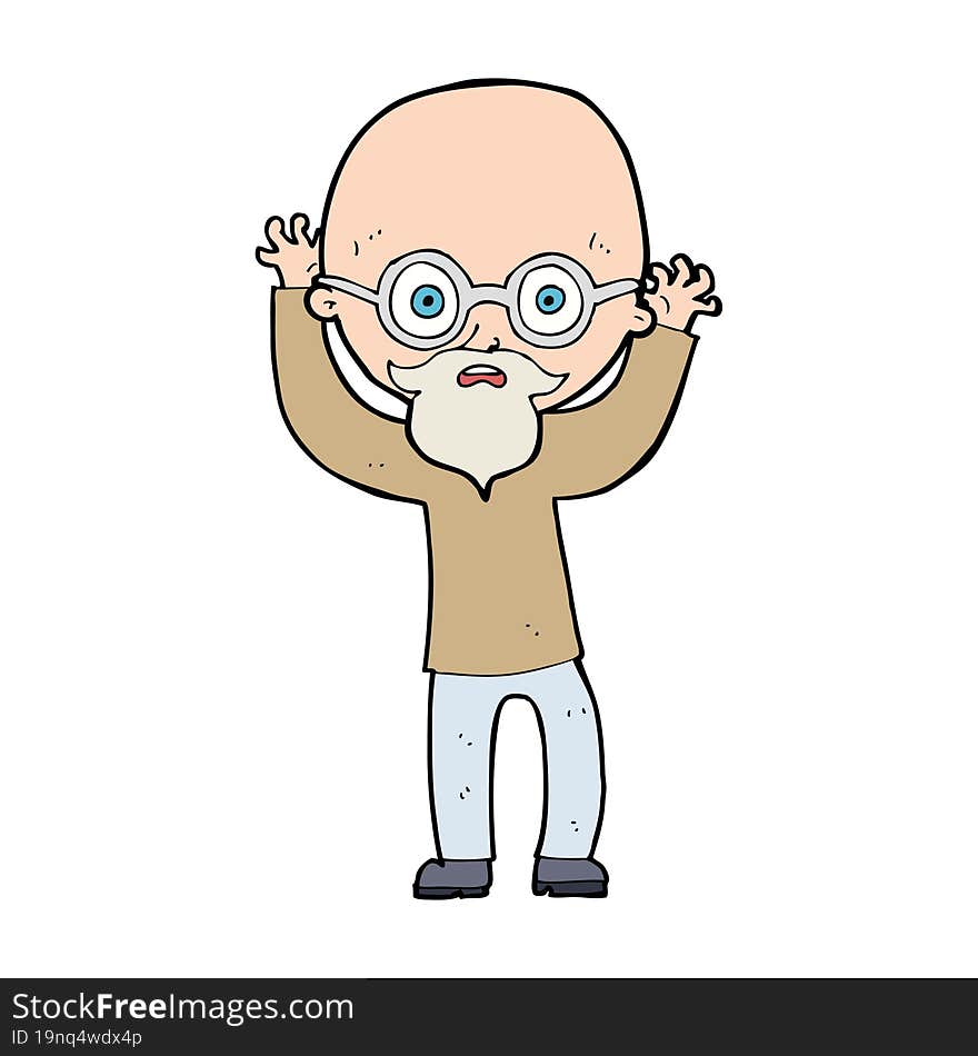 cartoon stressed bald man