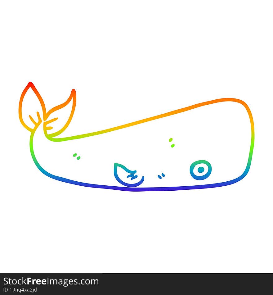 rainbow gradient line drawing of a cartoon sea whale