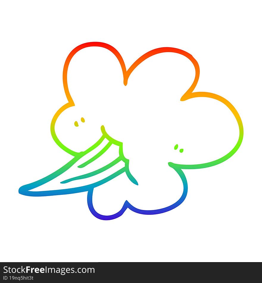 rainbow gradient line drawing of a cartoon gust of air