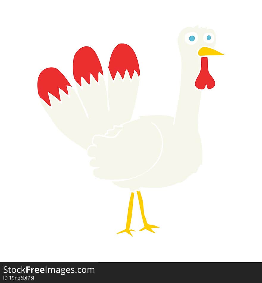 Flat Color Illustration Of A Cartoon Turkey