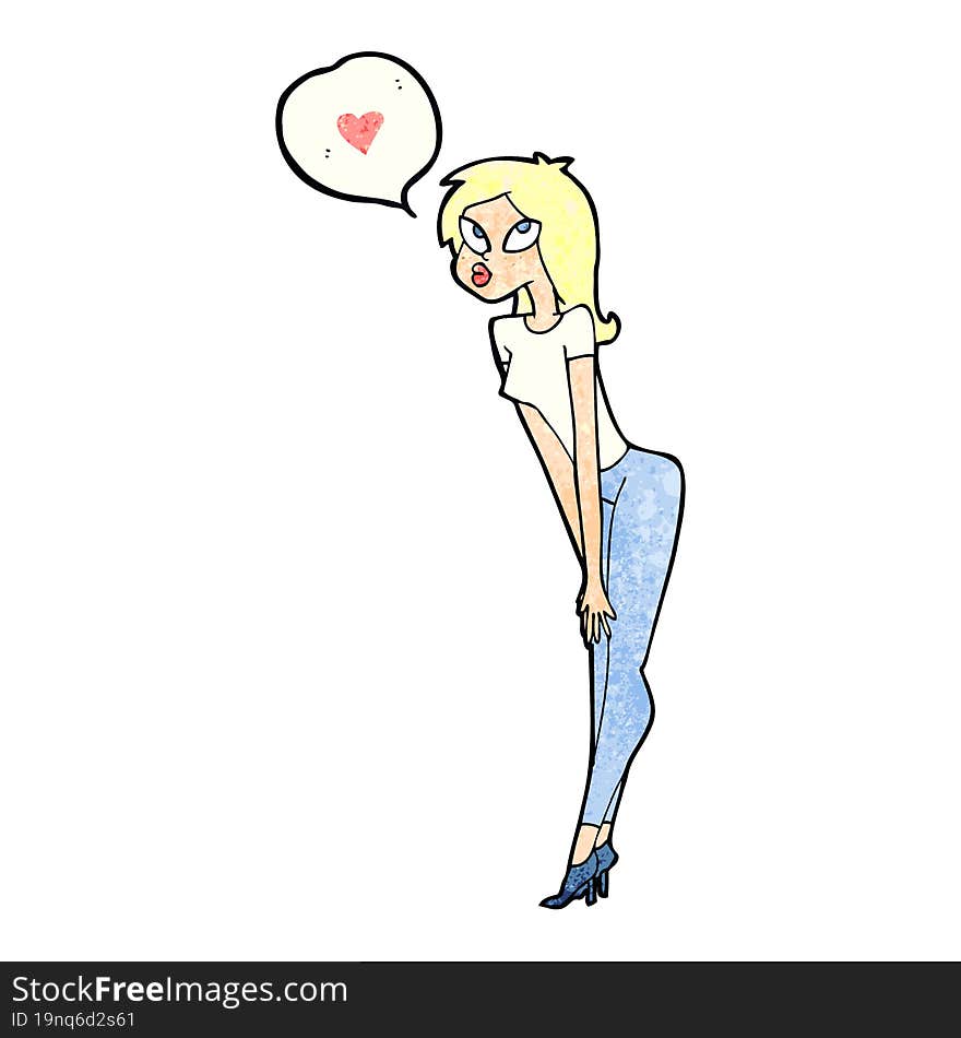 cartoon woman with love heart