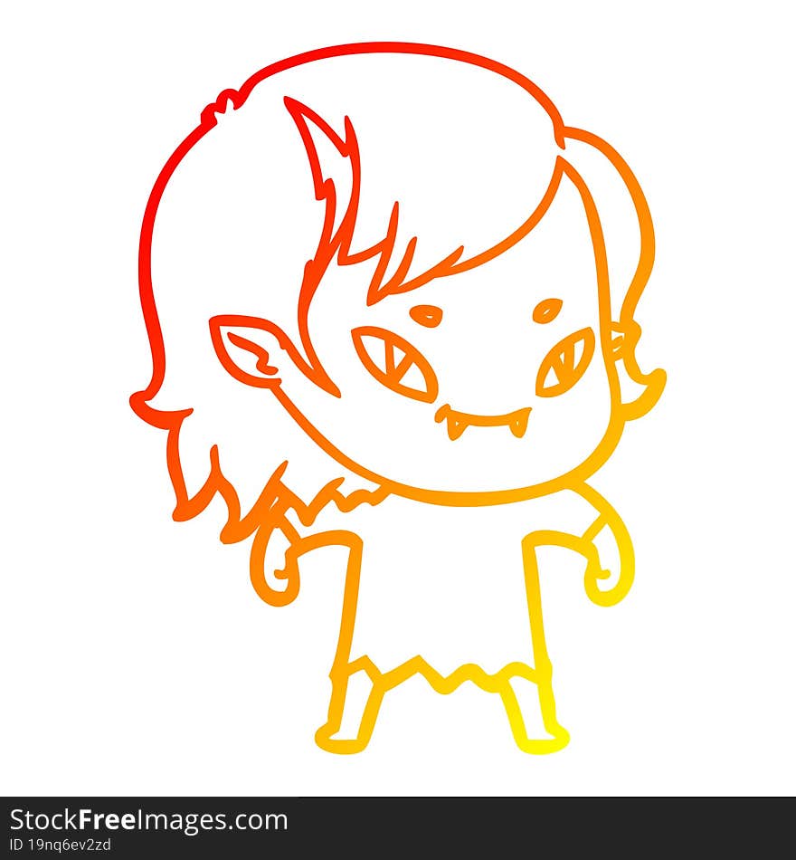 warm gradient line drawing cartoon friendly vampire girl