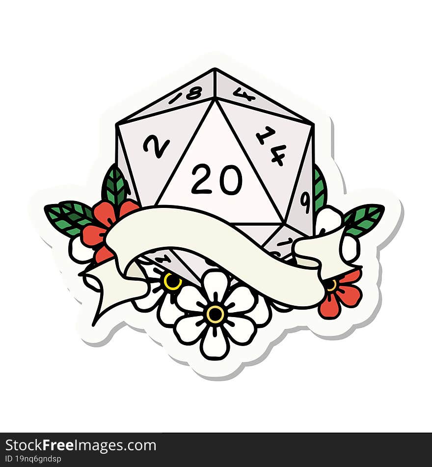 Natural Twenty D20 Dice Roll Sticker