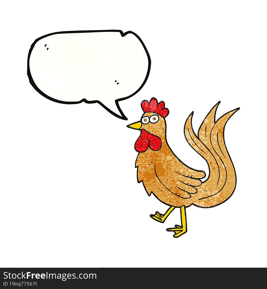 Speech Bubble Textured Cartoon Cock