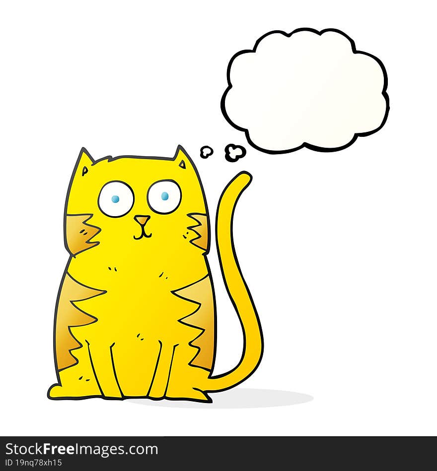 freehand drawn thought bubble cartoon cat