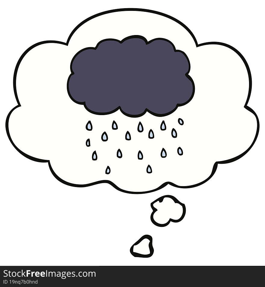 cartoon cloud raining and thought bubble