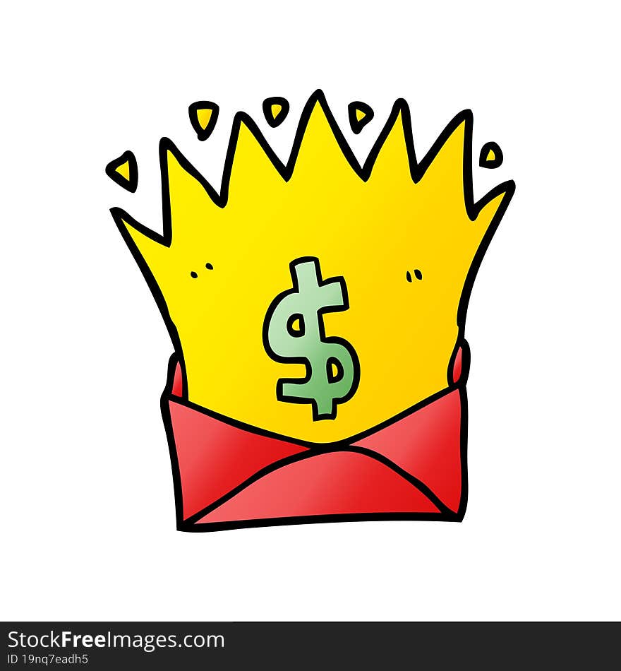 cartoon envelope with money sign. cartoon envelope with money sign