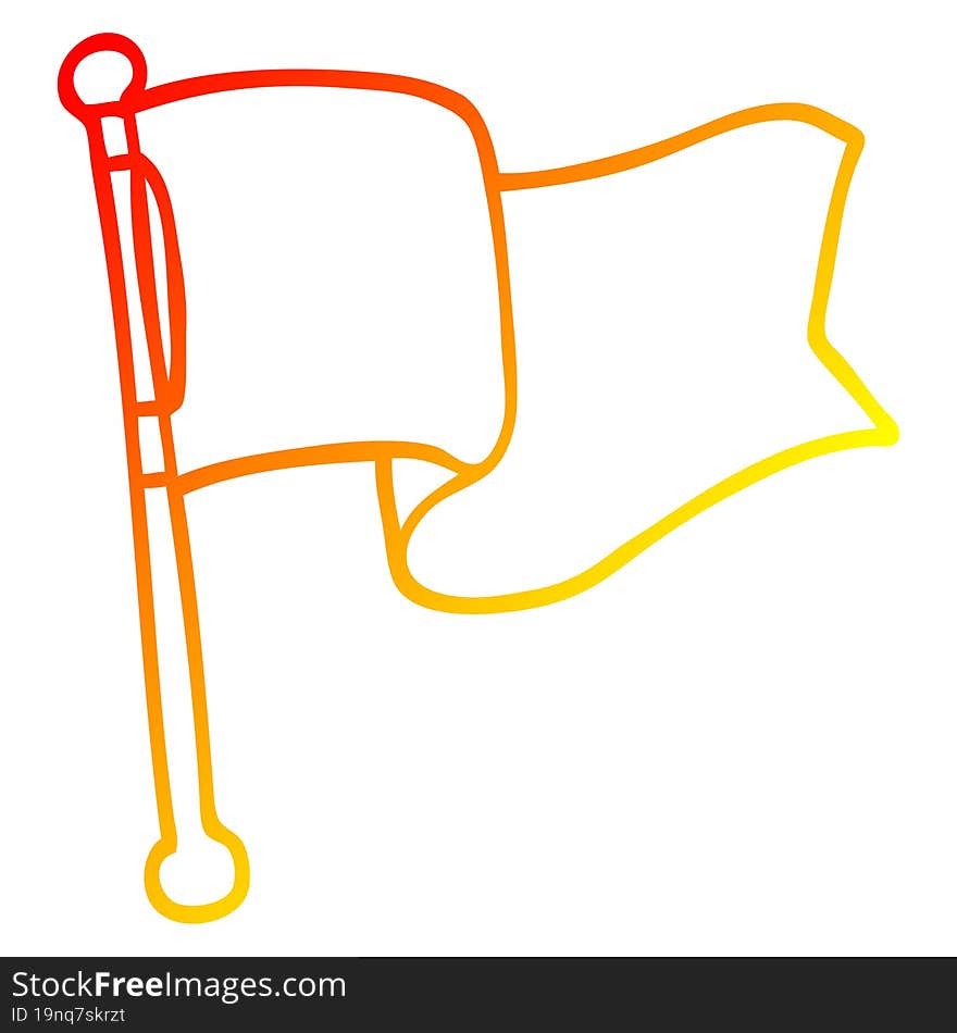 warm gradient line drawing cartoon white flag waving