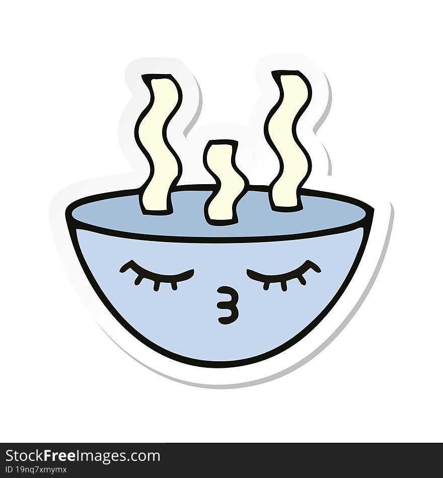 Sticker Of A Cute Cartoon Bowl Of Hot Soup