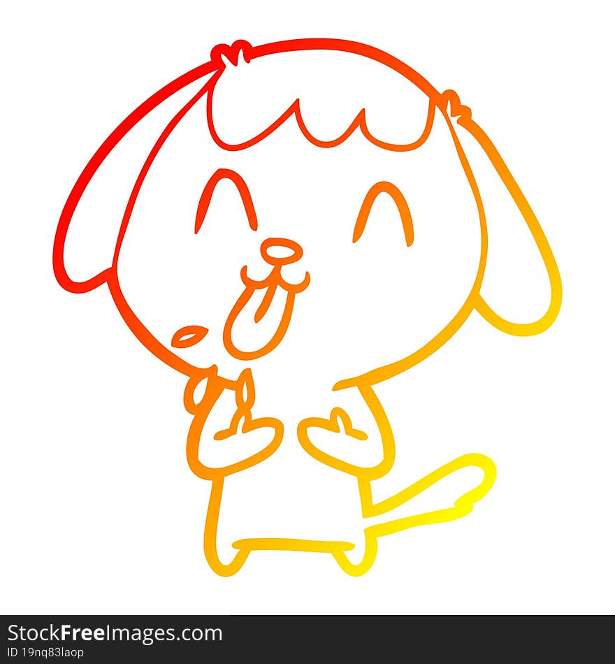 Warm Gradient Line Drawing Cute Cartoon Dog