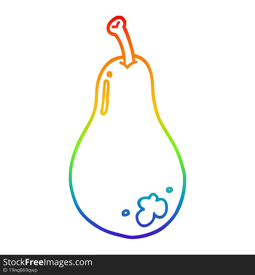 rainbow gradient line drawing cartoon pear