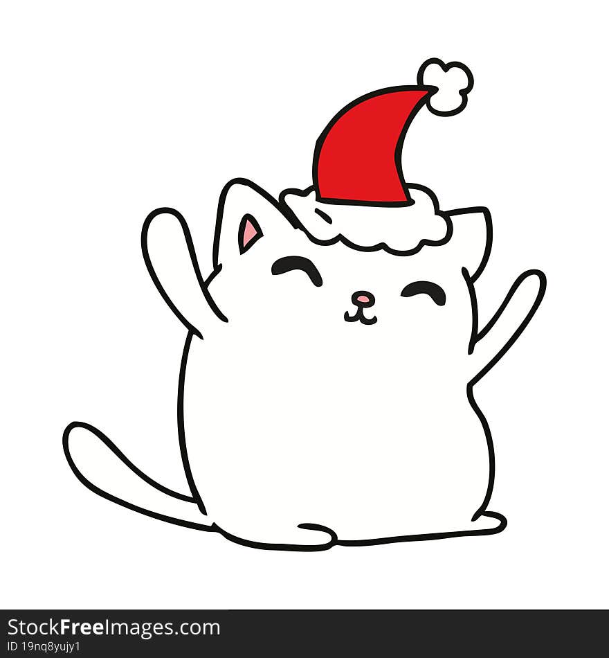 christmas cartoon of kawaii cat