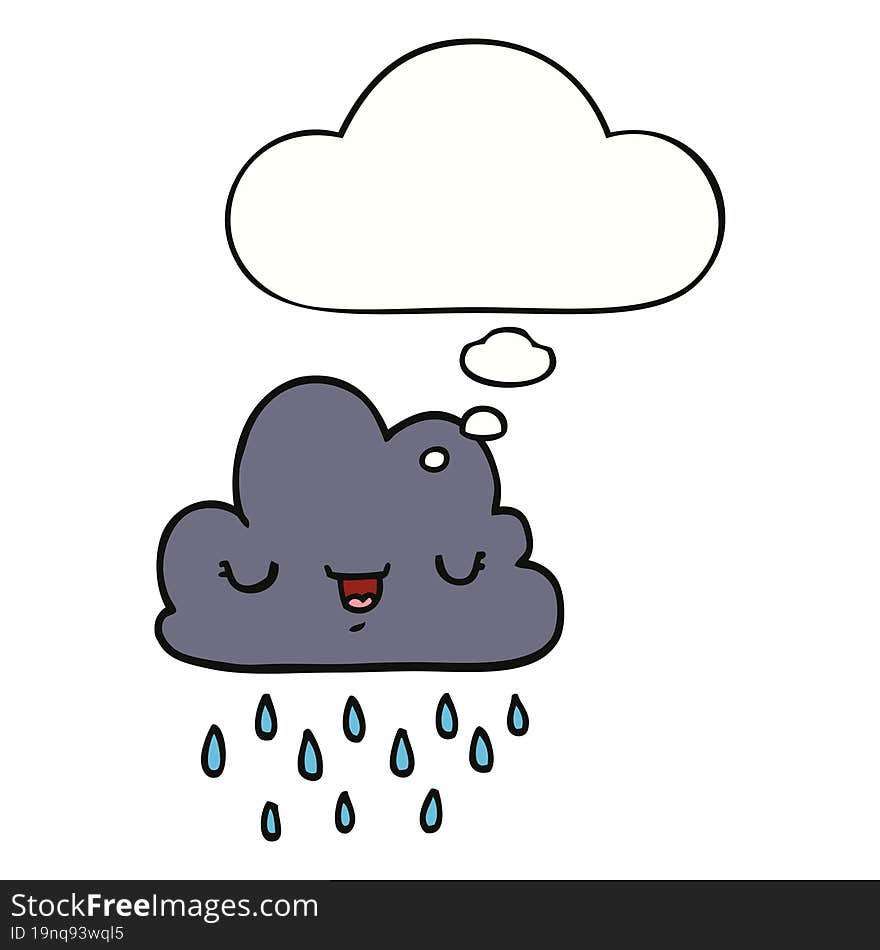 cartoon storm cloud with thought bubble. cartoon storm cloud with thought bubble