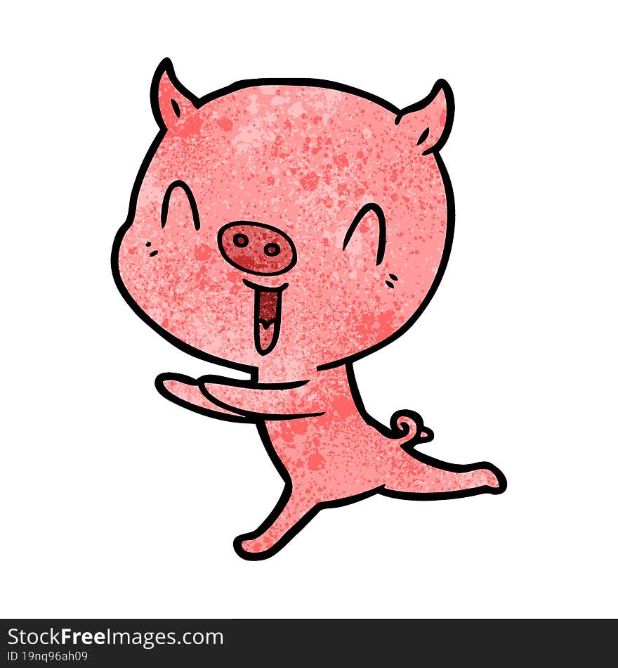 happy cartoon pig running. happy cartoon pig running