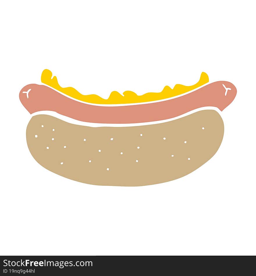 flat color style cartoon hotdog