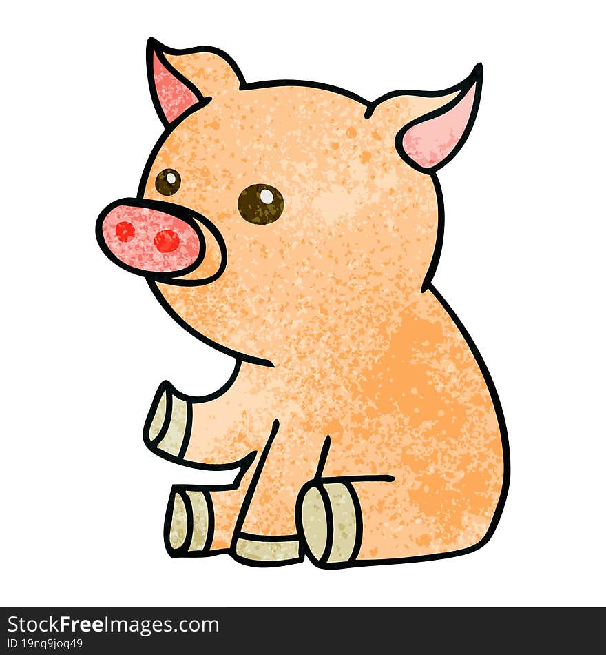 Quirky Hand Drawn Cartoon Pig