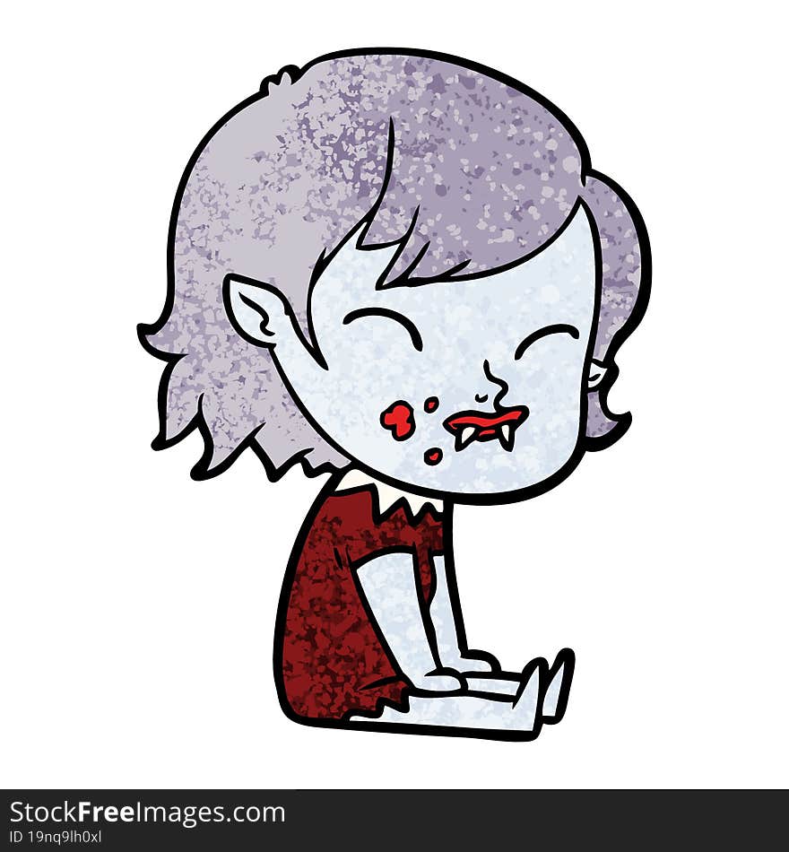 cartoon vampire girl with blood on cheek. cartoon vampire girl with blood on cheek