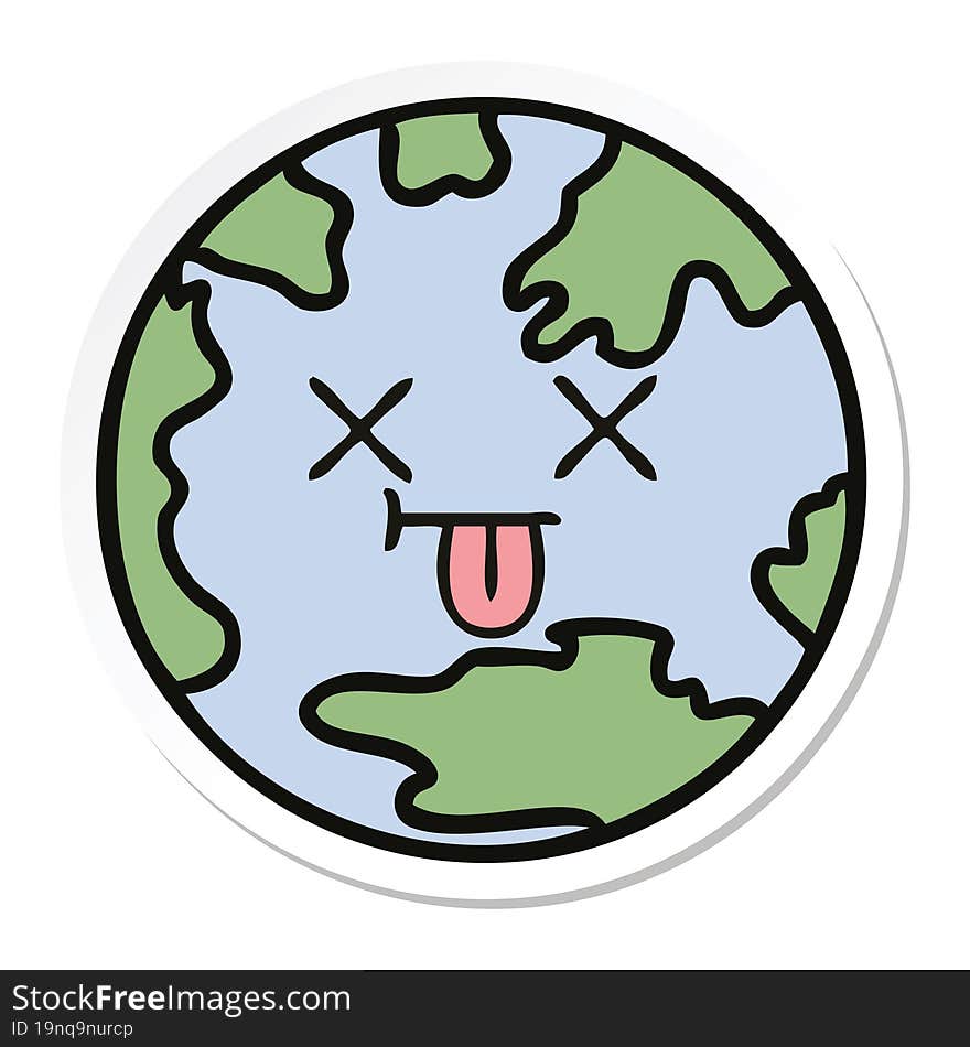 Sticker Of A Cute Cartoon Planet Earth