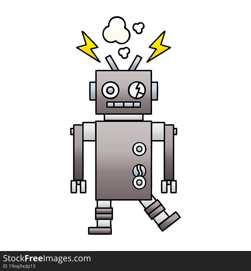 gradient shaded cartoon malfunctioning robot