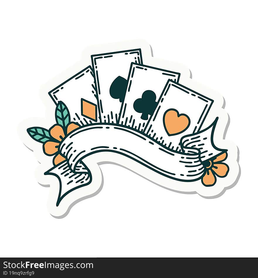 sticker of tattoo in traditional style of cards and banner. sticker of tattoo in traditional style of cards and banner