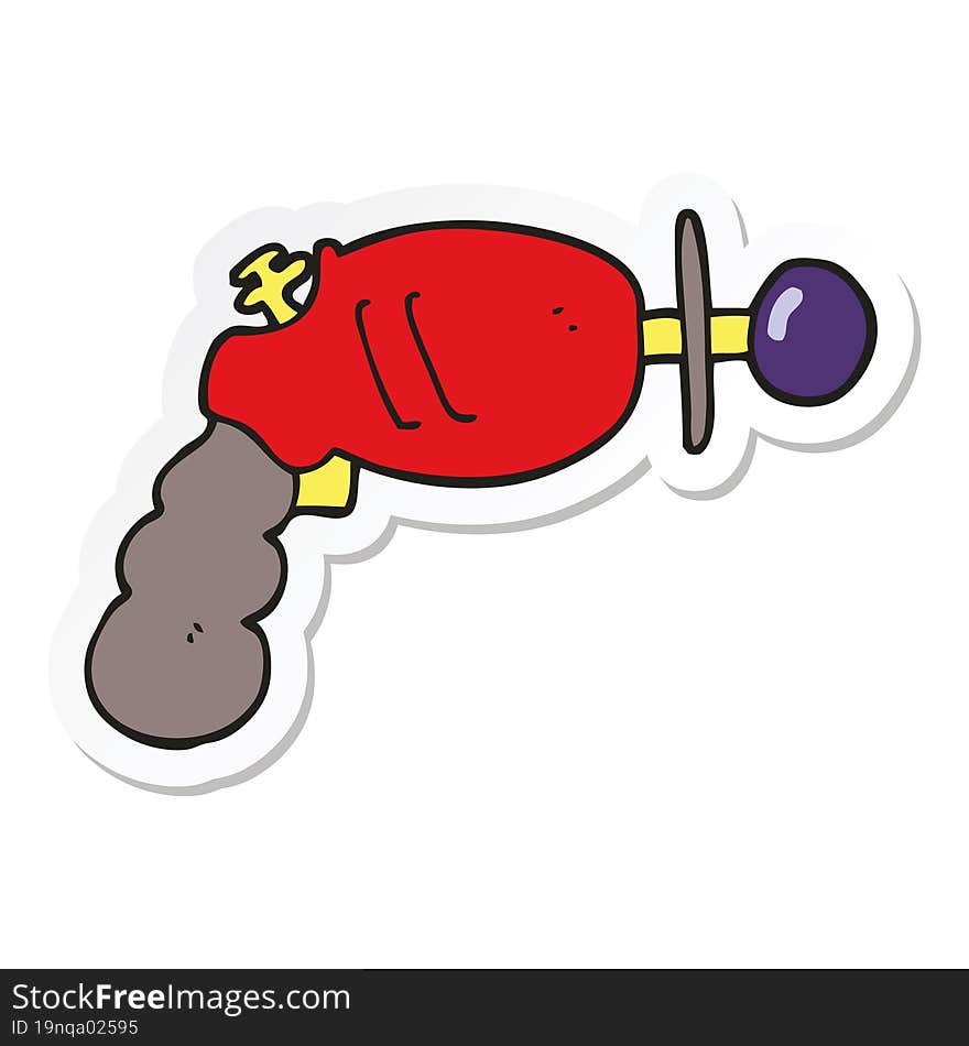 sticker of a cartoon ray gun