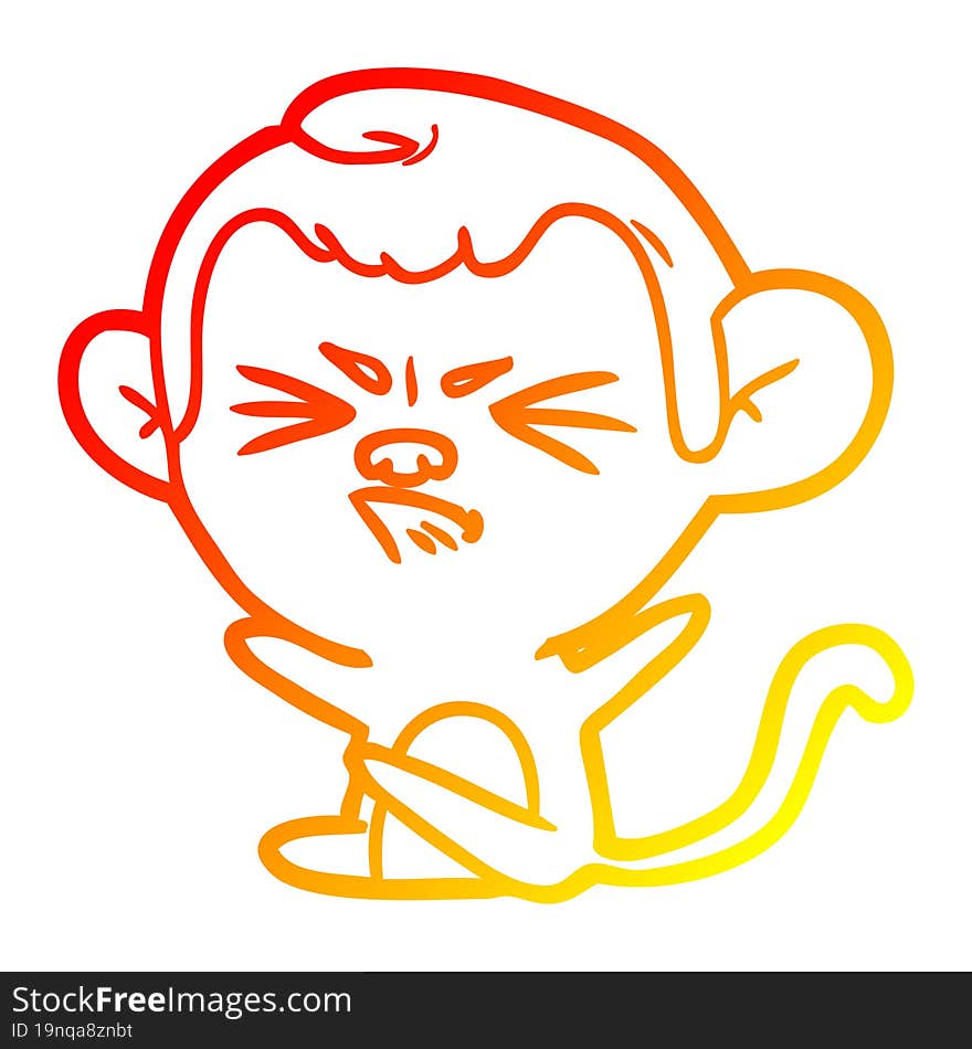 warm gradient line drawing cartoon angry monkey