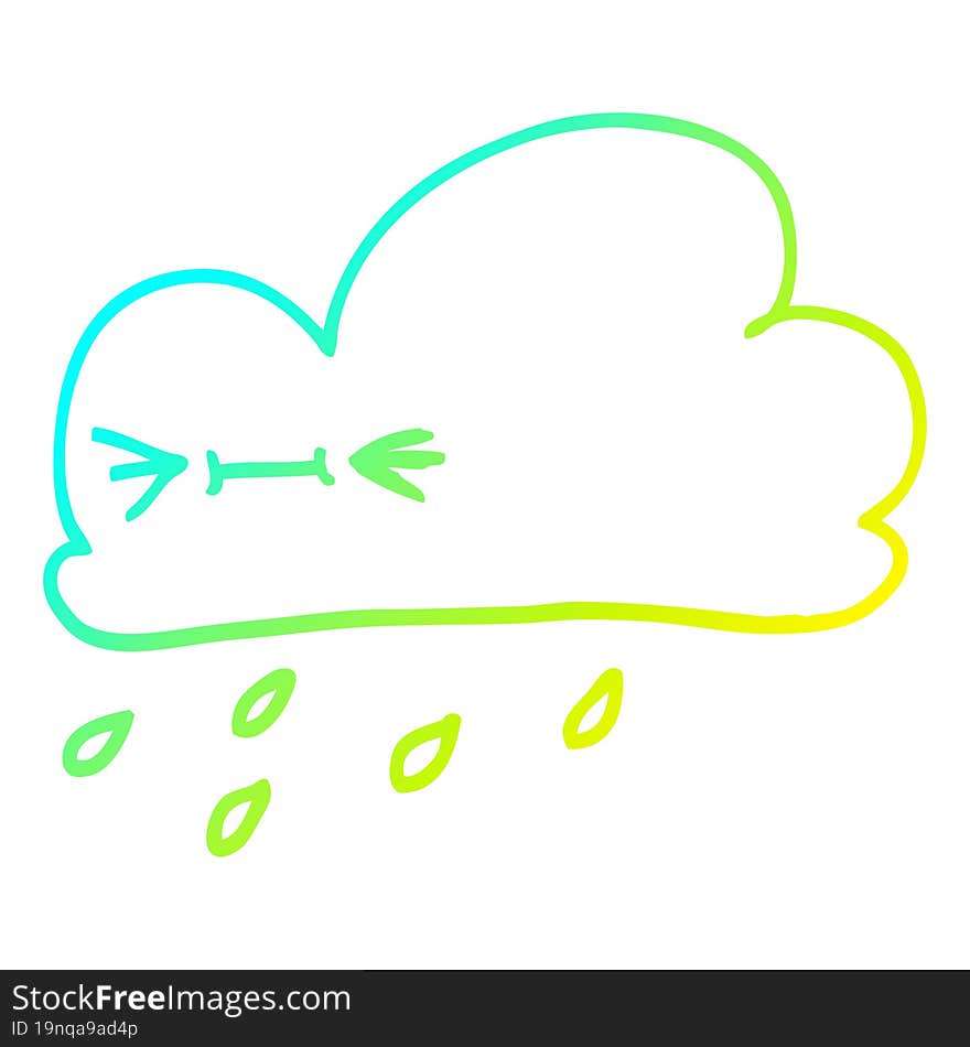 cold gradient line drawing cartoon happy grey cloud