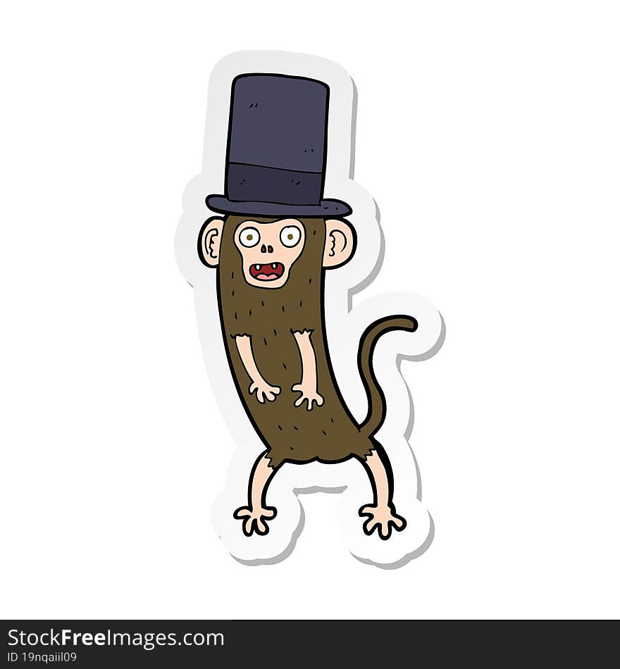 Sticker Of A Cartoon Monkey In Top Hat