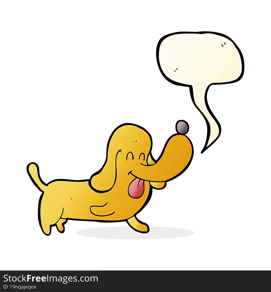 cartoon happy dog with speech bubble