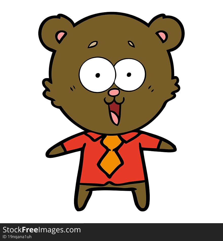 laughing teddy  bear cartoon in shirt and tie. laughing teddy  bear cartoon in shirt and tie