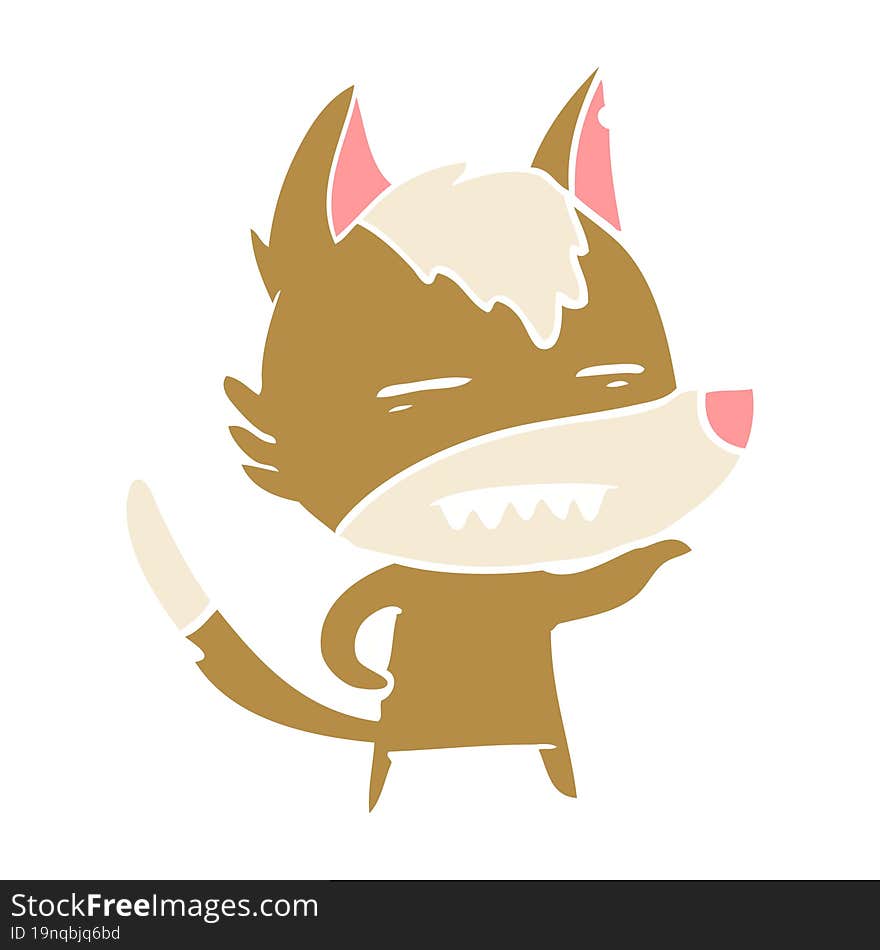 flat color style cartoon wolf showing teeth