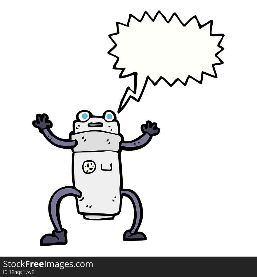 cartoon robot with speech bubble