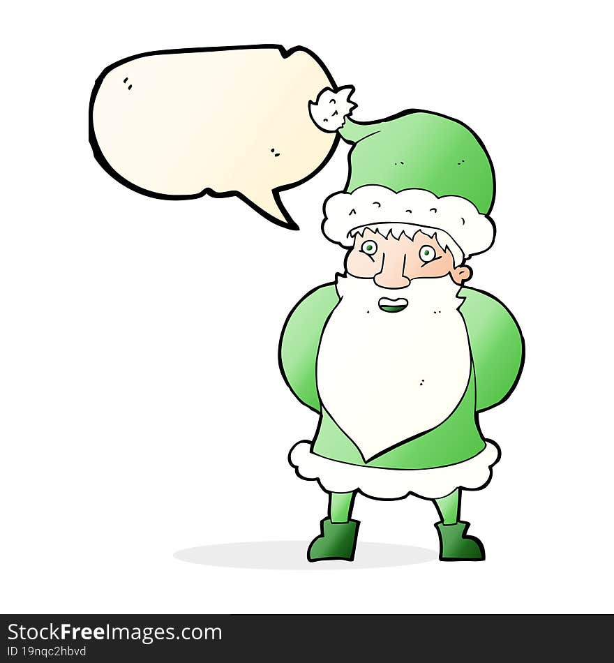 cartoon santa claus with speech bubble