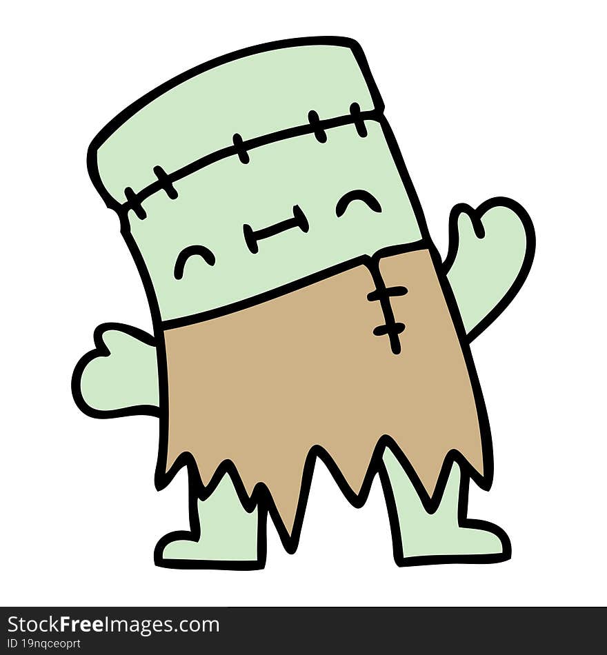 cartoon of a happy halloween undead creature