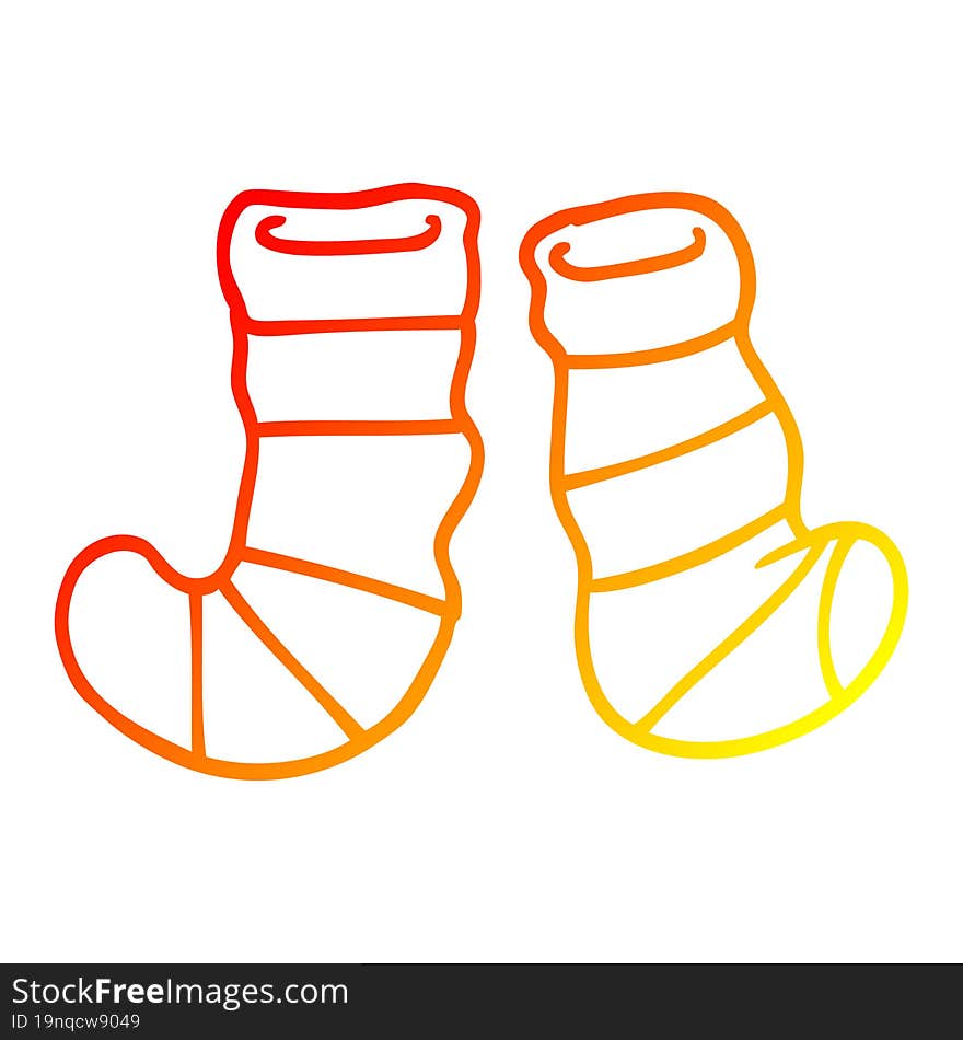 warm gradient line drawing cartoon striped socks