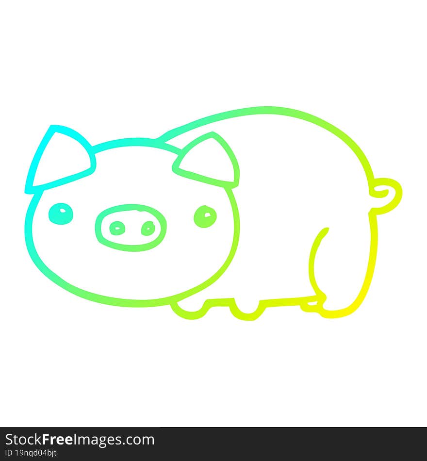 Cold Gradient Line Drawing Cartoon Pig