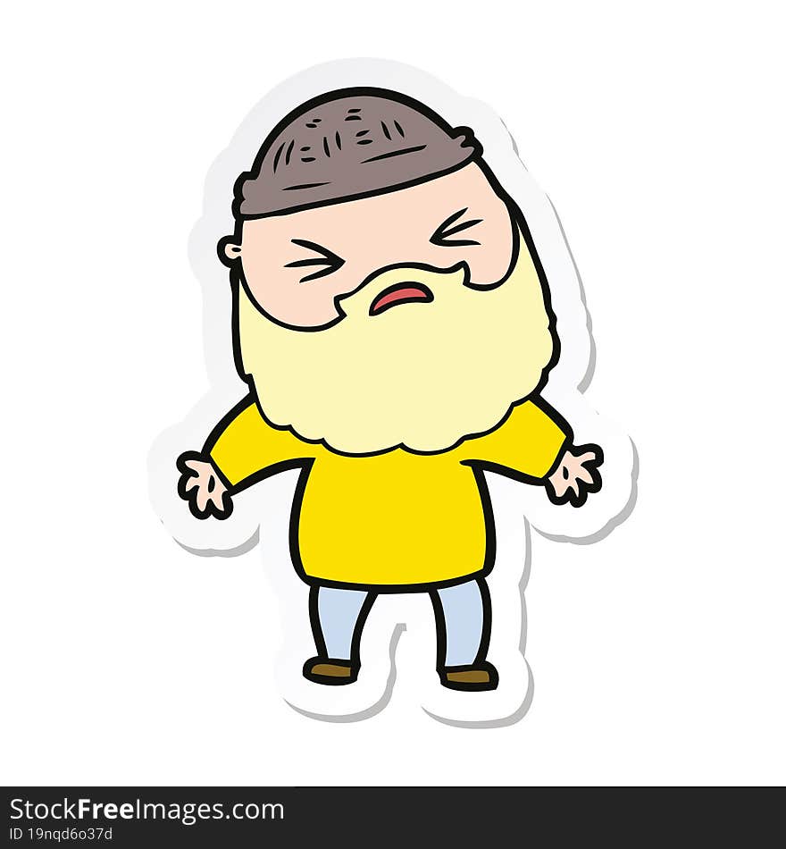 sticker of a cartoon man with beard