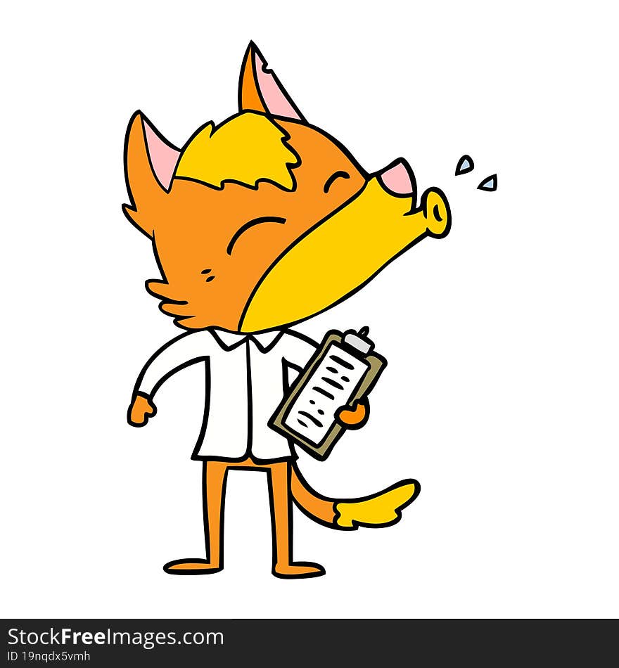 office worker fox cartoon character. office worker fox cartoon character