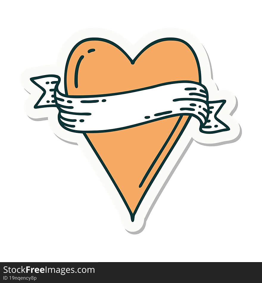 sticker of tattoo in traditional style of a heart and banner. sticker of tattoo in traditional style of a heart and banner