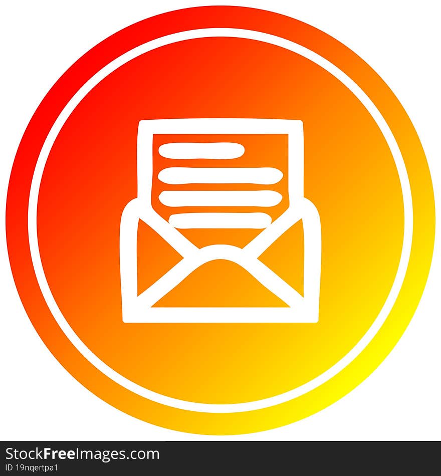 envelope letter circular icon with warm gradient finish. envelope letter circular icon with warm gradient finish