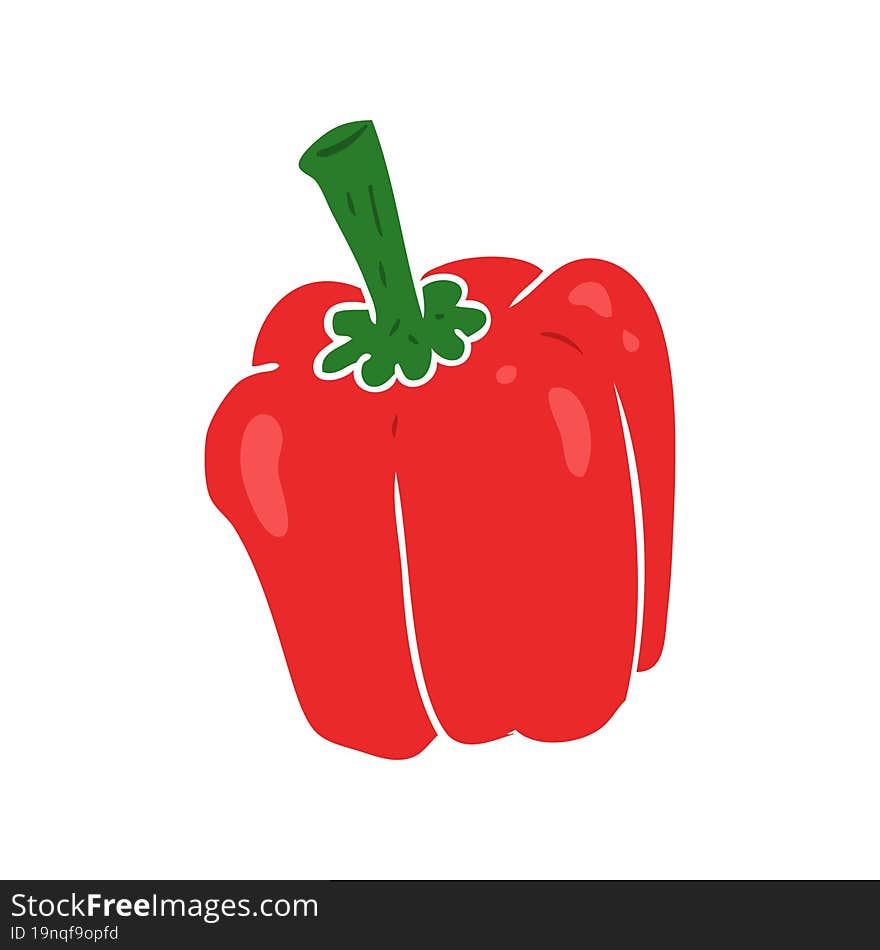 Flat Color Style Cartoon Fresh Organic Pepper