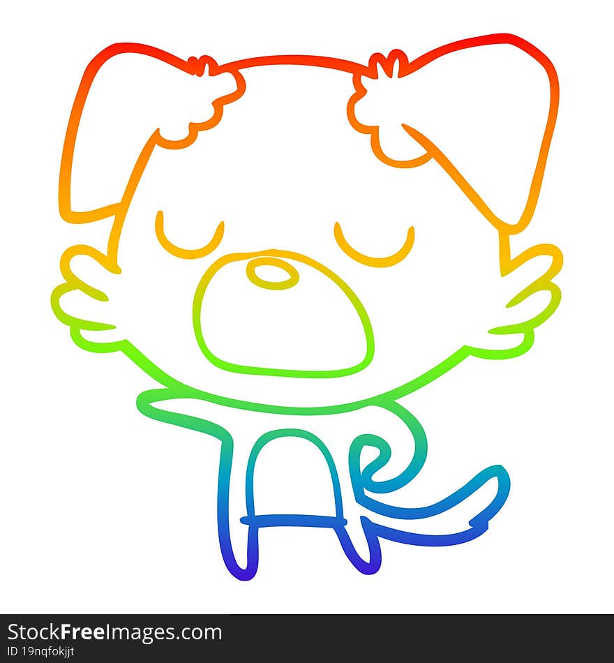 Rainbow Gradient Line Drawing Cartoon Dog