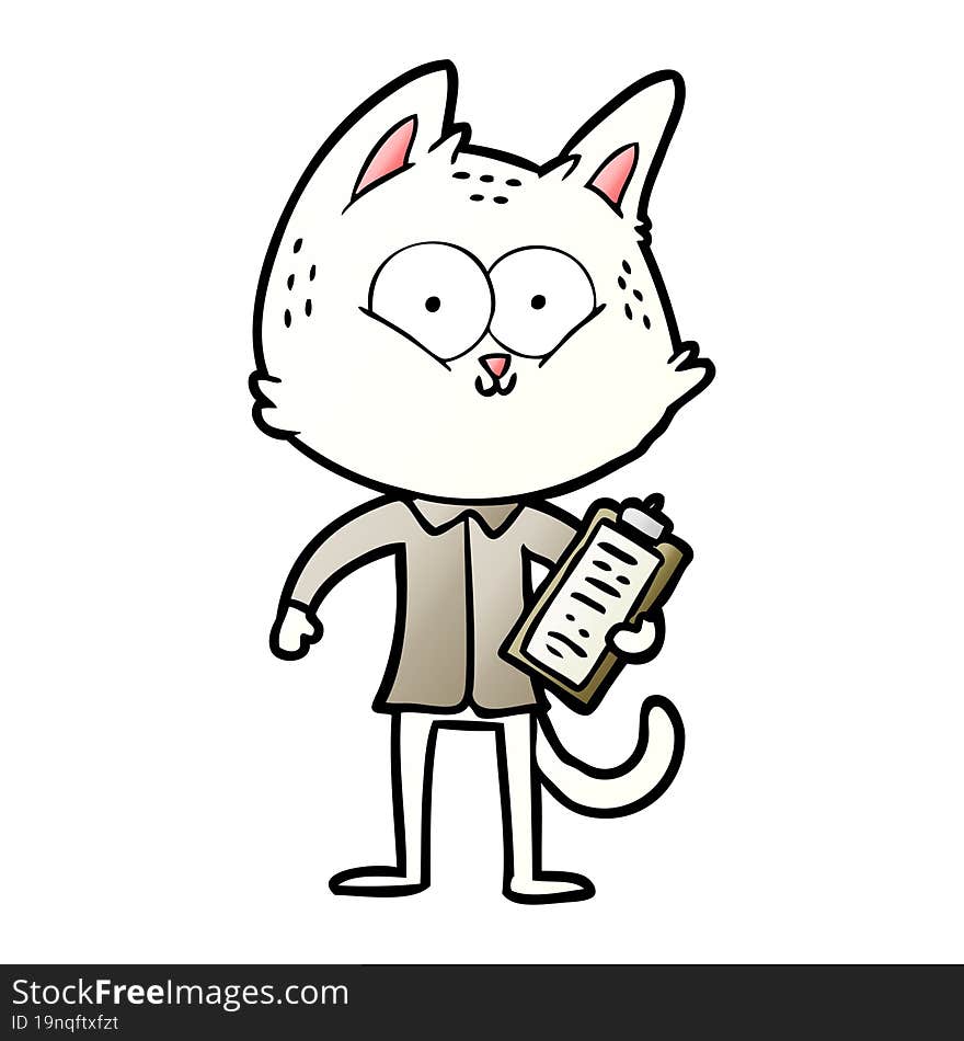 cartoon cat with clipboard. cartoon cat with clipboard