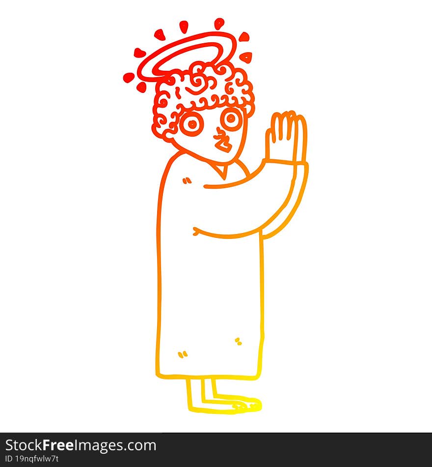 warm gradient line drawing cartoon angel praying