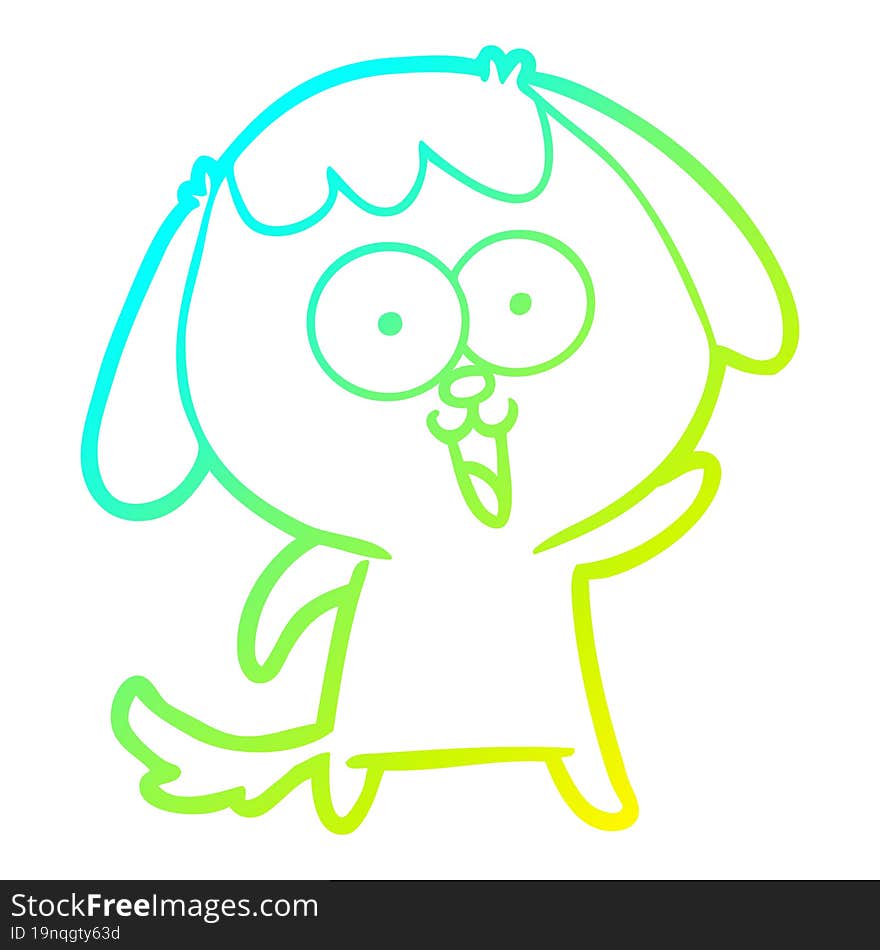 cold gradient line drawing of a cute cartoon dog