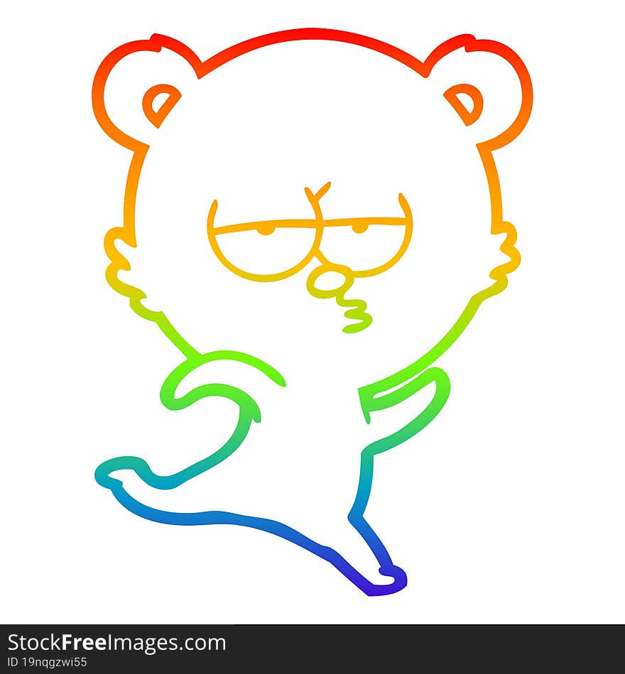 rainbow gradient line drawing running bear cartoon