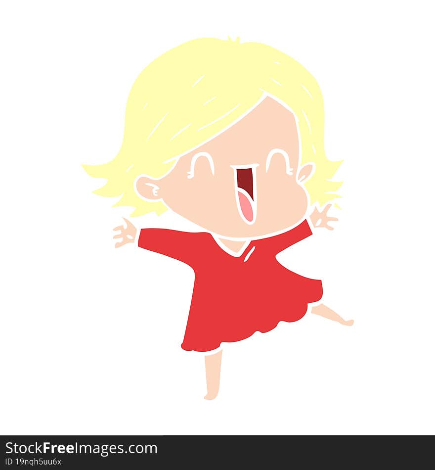 Flat Color Style Cartoon Laughing Woman