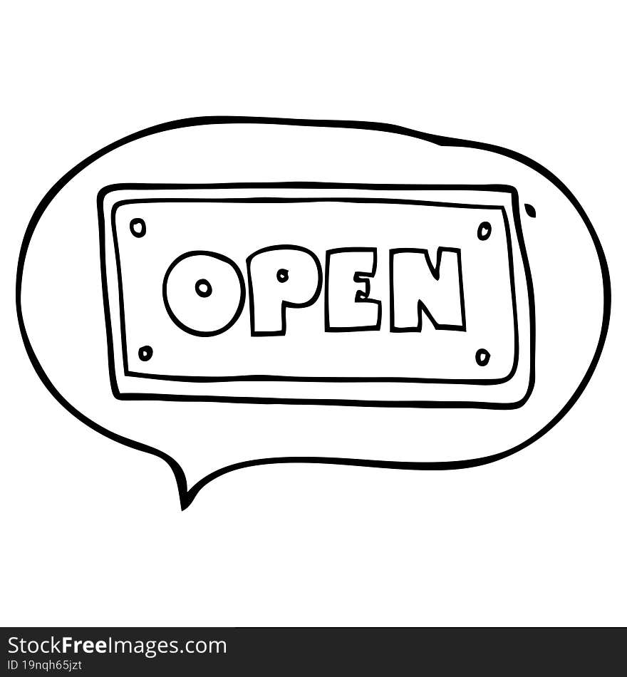 speech bubble cartoon open sign