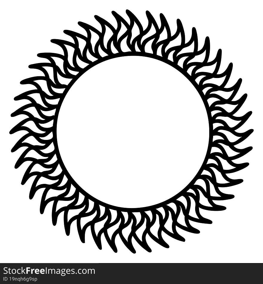 Black Line Tattoo Of A Sun