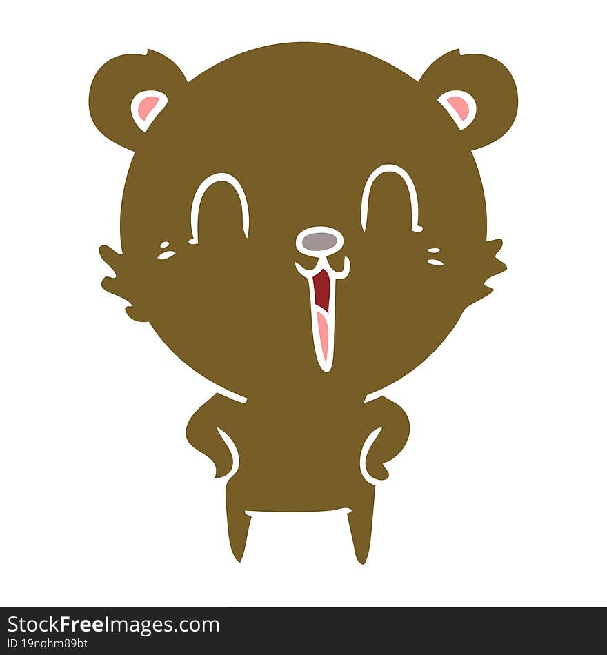 Happy Laughing Flat Color Style Cartoon Bear